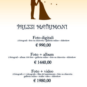 Guarda il listino prezzi del fotografo per matrimoni a Roma Fotonardo